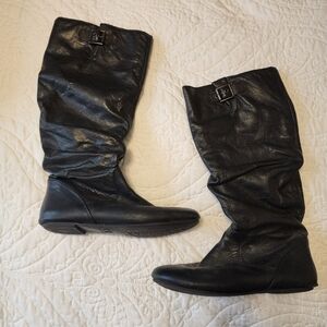 Gianni Bini High Calf Black Leather Boots